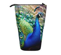 KCGSDEGV Beautiful Peacock Prints Standing Expandable Pencil Case Organiser for School Pens, Makeup & Travel for Students & Artists