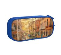 KCGSDEGV Beautiful Venice Canal View Printed Pen Pencil Cases for School Girls Boys, Large Capacity Cute Pencil Bag Holder Stationery Organizer Box,Blue