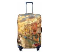 KCGSDEGV Beautiful Venice Canal View Prints Elastic Luggage Cover with Invisible Zippers - Universal Suitcase Protector for Travel, Business Trips, L(25-28inch Suitcase)