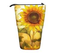 KCGSDEGV Beautiful Yellow Sunflower Prints Standing Expandable Pencil Case Organiser for School Pens, Makeup & Travel for Students & Artists