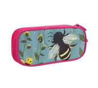 KCGSDEGV Bees at Work Printed Pen Pencil Cases for School Girls Boys, Large Capacity Cute Pencil Bag Holder Stationery Organizer Box,Pink