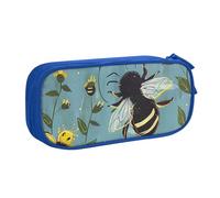 KCGSDEGV Bees at Work Printed Pen Pencil Cases for School Girls Boys, Large Capacity Cute Pencil Bag Holder Stationery Organizer Box,Blue