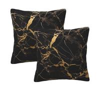 KCGSDEGV Black Gold Marble Printed 2-Piece Pillowcase 45x45 Cm - Soft Decorative Square Cushion Covers Throw Pillow Cover For Livingroom Couch Sofa Garden Car