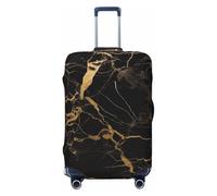 KCGSDEGV Black Gold Marble Prints Elastic Luggage Cover with Invisible Zippers - Universal Suitcase Protector for Travel, Business Trips, XL(29-32inch Suitcase)