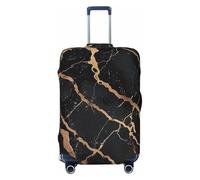 KCGSDEGV Black Gold Marble Prints Elastic Luggage Cover with Invisible Zippers - Universal Suitcase Protector for Travel, Business Trips, L(25-28inch Suitcase)