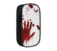 KCGSDEGV Black Pen Pencil Cases with Bloody Handprints Printed, Large Capacity Cute Pencil Bag Holder Stationery Organizer Box for School Girls Boys