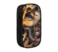 KCGSDEGV Black Pen Pencil Cases with Cool Steampunk Gears Printed, Large Capacity Cute Pencil Bag Holder Stationery Organizer Box for School Girls Boys