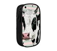 KCGSDEGV Black Pen Pencil Cases with Cute Cow Polka Dot Printed, Large Capacity Cute Pencil Bag Holder Stationery Organizer Box for School Girls Boys