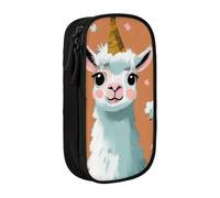 KCGSDEGV Black Pen Pencil Cases with Cute Llama Printed, Large Capacity Cute Pencil Bag Holder Stationery Organizer Box for School Girls Boys