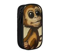 KCGSDEGV Black Pen Pencil Cases with Cute Monkey Print Printed, Large Capacity Cute Pencil Bag Holder Stationery Organizer Box for School Girls Boys