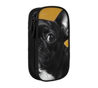 KCGSDEGV Black Pen Pencil Cases with Cute Pug Printed, Large Capacity Cute Pencil Bag Holder Stationery Organizer Box for School Girls Boys