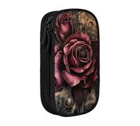 KCGSDEGV Black Pen Pencil Cases with Gothic Rose Printed, Large Capacity Cute Pencil Bag Holder Stationery Organizer Box for School Girls Boys