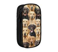 KCGSDEGV Black Pen Pencil Cases with Labrador Retriever Dogs Printed, Large Capacity Cute Pencil Bag Holder Stationery Organizer Box for School Girls Boys