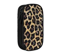 KCGSDEGV Black Pen Pencil Cases with Leopard Print Print Printed, Large Capacity Cute Pencil Bag Holder Stationery Organizer Box for School Girls Boys