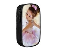 KCGSDEGV Black Pen Pencil Cases with Little Ballerina Dancing Girl Printed, Large Capacity Cute Pencil Bag Holder Stationery Organizer Box for School Girls Boys