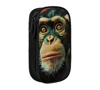 KCGSDEGV Black Pen Pencil Cases with Monkey Printed, Large Capacity Cute Pencil Bag Holder Stationery Organizer Box for School Girls Boys