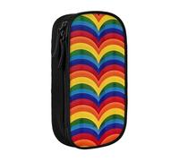 KCGSDEGV Black Pen Pencil Cases with Rainbow Pattern Printed, Large Capacity Cute Pencil Bag Holder Stationery Organizer Box for School Girls Boys