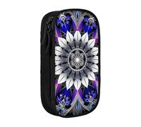 KCGSDEGV Black Pen Pencil Cases with Rectangle Mandala Print Printed, Large Capacity Cute Pencil Bag Holder Stationery Organizer Box for School Girls Boys