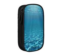 KCGSDEGV Black Pen Pencil Cases with Tranquil Underwater Scenery Printed, Large Capacity Cute Pencil Bag Holder Stationery Organizer Box for School Girls Boys