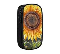KCGSDEGV Black Pen Pencil Cases with You are My Sunshine Sunflower Printed, Large Capacity Cute Pencil Bag Holder Stationery Organizer Box for School Girls Boys