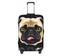 KCGSDEGV Black Yellow Pug Prints Elastic Luggage Cover with Invisible Zippers - Universal Suitcase Protector for Travel, Business Trips, M(22-24inch Suitcase)