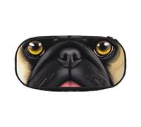 KCGSDEGV Black Yellow Pug Prints Pencil Case Stationery Organizer Pen Pouch Bag Makeup Bag for Travel School Work