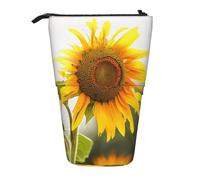 KCGSDEGV Bloom Sunflower Prints Standing Expandable Pencil Case Organiser for School Pens, Makeup & Travel for Students & Artists