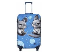KCGSDEGV Blue Chinchillas and Moon Prints Elastic Luggage Cover with Invisible Zippers - Universal Suitcase Protector for Travel, Business Trips, L(25-28inch Suitcase)