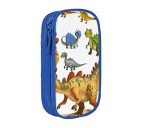KCGSDEGV Blue Pen Pencil Cases with Cartoon Dinosaur Images Printed, Large Capacity Cute Pencil Bag Holder Stationery Organizer Box for School Girls Boys