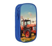 KCGSDEGV Blue Pen Pencil Cases with Company Farm Tractor Printed, Large Capacity Cute Pencil Bag Holder Stationery Organizer Box for School Girls Boys