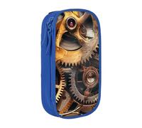 KCGSDEGV Blue Pen Pencil Cases with Cool Steampunk Gears Printed, Large Capacity Cute Pencil Bag Holder Stationery Organizer Box for School Girls Boys