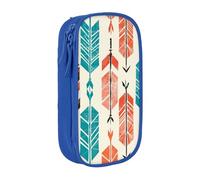 KCGSDEGV Blue Pen Pencil Cases with Coral and Teal Arrows Printed, Large Capacity Cute Pencil Bag Holder Stationery Organizer Box for School Girls Boys