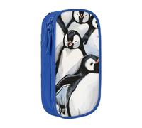 KCGSDEGV Blue Pen Pencil Cases with Cute Baby Penguins Sketch Printed, Large Capacity Cute Pencil Bag Holder Stationery Organizer Box for School Girls Boys