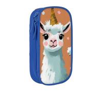 KCGSDEGV Blue Pen Pencil Cases with Cute Llama Printed, Large Capacity Cute Pencil Bag Holder Stationery Organizer Box for School Girls Boys