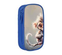 KCGSDEGV Blue Pen Pencil Cases with Cute Monkey Art Printed, Large Capacity Cute Pencil Bag Holder Stationery Organizer Box for School Girls Boys