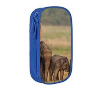 KCGSDEGV Blue Pen Pencil Cases with Elephant Family Printed, Large Capacity Cute Pencil Bag Holder Stationery Organizer Box for School Girls Boys