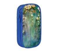KCGSDEGV Blue Pen Pencil Cases with Floral Ivy Blossoms Tree Printed, Large Capacity Cute Pencil Bag Holder Stationery Organizer Box for School Girls Boys