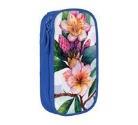 KCGSDEGV Blue Pen Pencil Cases with Hawaiian Flower Art Print Printed, Large Capacity Cute Pencil Bag Holder Stationery Organizer Box for School Girls Boys