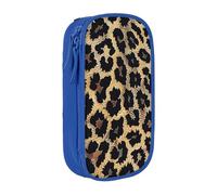 KCGSDEGV Blue Pen Pencil Cases with Leopard Print Print Printed, Large Capacity Cute Pencil Bag Holder Stationery Organizer Box for School Girls Boys