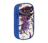 KCGSDEGV Blue Pen Pencil Cases with Magic Witch Witchcraft Bohemian Drawing Printed, Large Capacity Cute Pencil Bag Holder Stationery Organizer Box for School Girls Boys