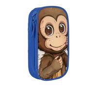 KCGSDEGV Blue Pen Pencil Cases with Monkey Art Print Printed, Large Capacity Cute Pencil Bag Holder Stationery Organizer Box for School Girls Boys