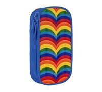 KCGSDEGV Blue Pen Pencil Cases with Rainbow Pattern Printed, Large Capacity Cute Pencil Bag Holder Stationery Organizer Box for School Girls Boys