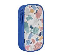 KCGSDEGV Blue Pen Pencil Cases with Terrazzo Marble Pastel Printed, Large Capacity Cute Pencil Bag Holder Stationery Organizer Box for School Girls Boys