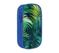 KCGSDEGV Blue Pen Pencil Cases with Tropical Palm Leaves Printed, Large Capacity Cute Pencil Bag Holder Stationery Organizer Box for School Girls Boys
