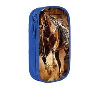 KCGSDEGV Blue Pen Pencil Cases with Us West Rodeo Printed, Large Capacity Cute Pencil Bag Holder Stationery Organizer Box for School Girls Boys