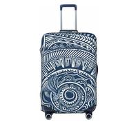 KCGSDEGV Blue Polynesian Maori Tribal Pattern Prints Elastic Luggage Cover with Invisible Zippers - Universal Suitcase Protector for Travel, Business Trips, S(18-21inch Suitcase)