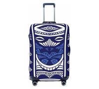 KCGSDEGV Blue Polynesian Maori Tribal Pattern Prints Elastic Luggage Cover with Invisible Zippers - Universal Suitcase Protector for Travel, Business Trips, M(22-24inch Suitcase)