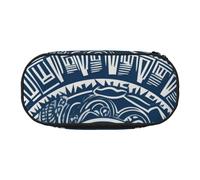 KCGSDEGV Blue Polynesian Maori Tribal Pattern Prints Pencil Case Stationery Organizer Pen Pouch Bag Makeup Bag for Travel School Work