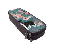 KCGSDEGV Border Collie Florals Printed Pen Pencil Cases for Students Girls Boys, Cute Leather Pencil Bag Pouch Holder Stationery Organizer for School Work Travel