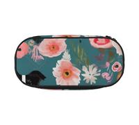 KCGSDEGV Border Collie Florals Prints Pencil Case Stationery Organizer Pen Pouch Bag Makeup Bag for Travel School Work